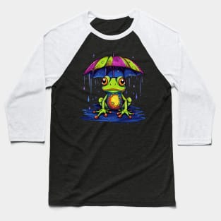 Frog Rainy Day With Umbrella Baseball T-Shirt